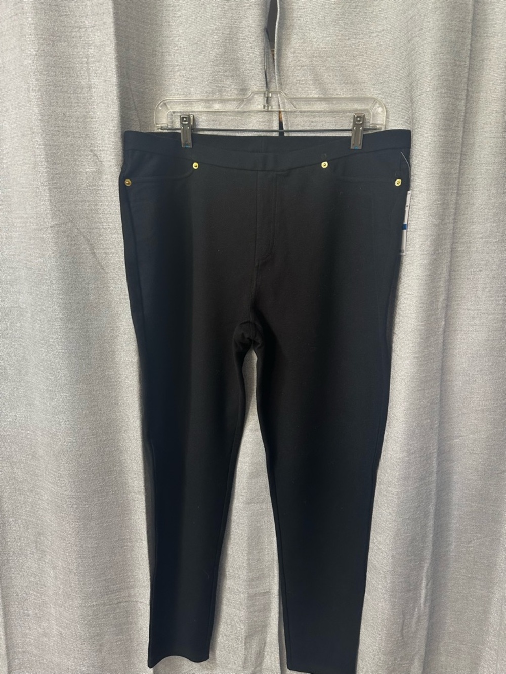 Michael Kors Black Skinny Pull-On Pants with Gold Studs - Picture 2 of 4